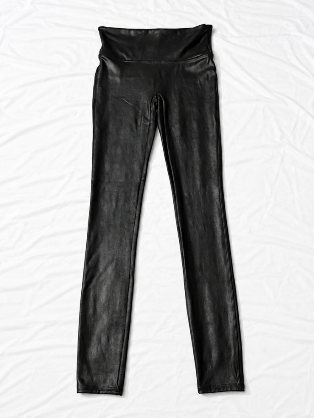 SPANX Faux Leather Leggings Black High Rise Size Small 2437